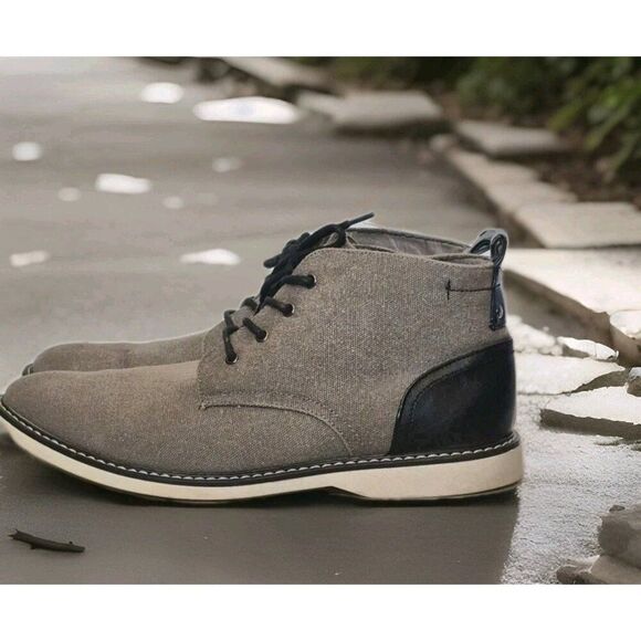 London Fog Belmont  Chukka Boots Grey/Black Casual Shoes Men's Size 13 - Picture 1 of 7